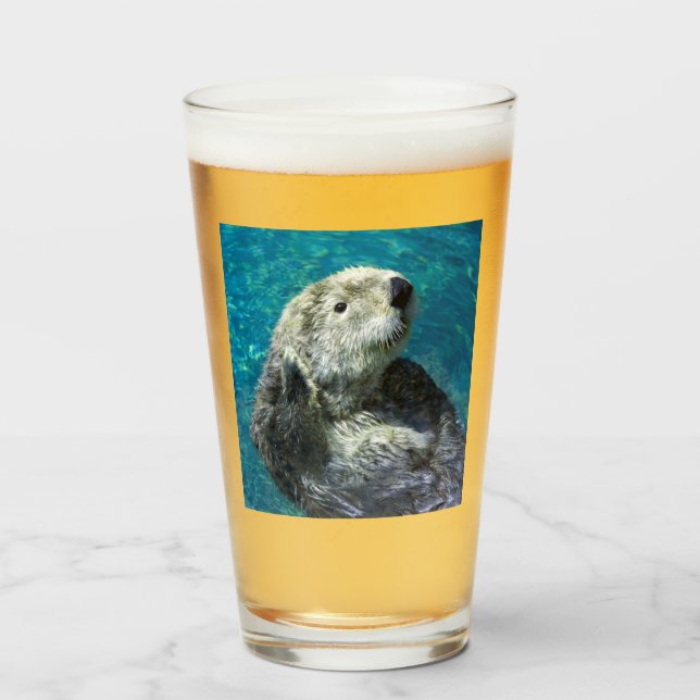 Verre Adorable Mer Otter Cute Eau Bleue (Devant (rempli))