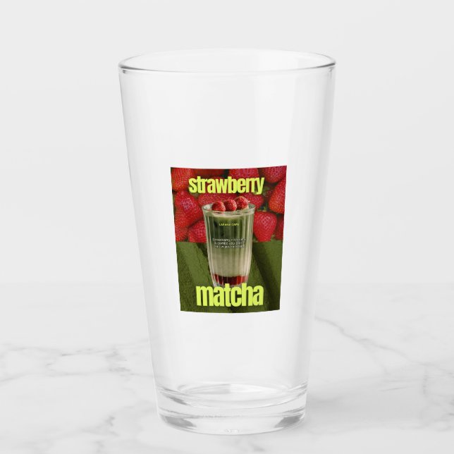 Verre Affiche de Latte Matcha Fraise – Boisson tendance  (Devant)