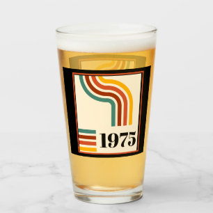 Verre Affiche vintage à rayures rétro 1975 pour 50e anni