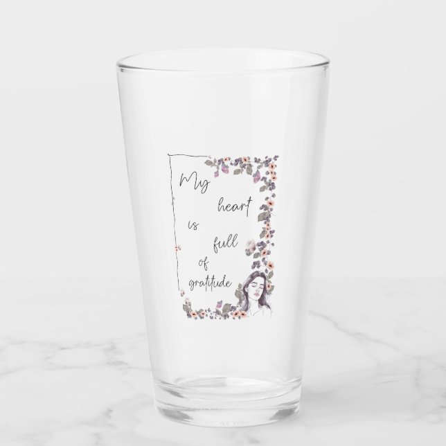 Verre Affirmation de gratitude. Floraison de l'état d'es (Devant)