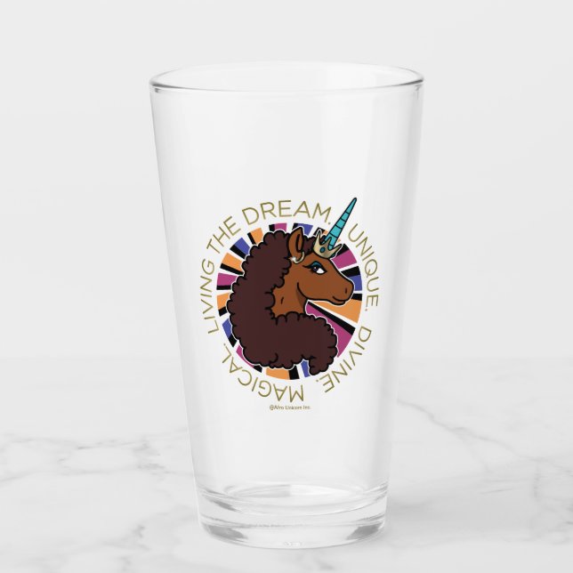 Verre Afro Unicorn Living the Dream Design (Devant)