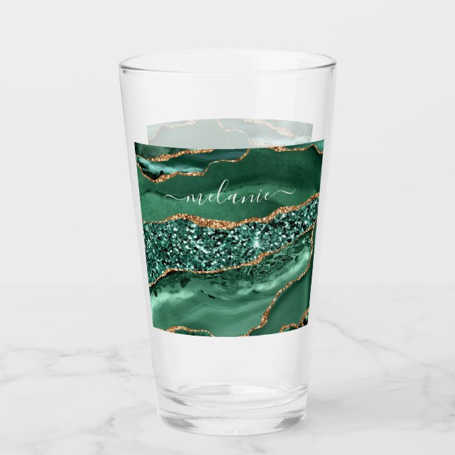 Verre Agate Green Gold Parties scintillant Geode Marbre  (Devant)