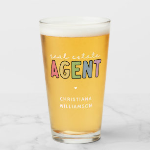 Verre Agent immobilier nom personnalisé   Cadeaux pour a