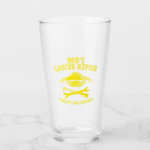 Verre agitateur avec logo jaune de réparation de soucoup