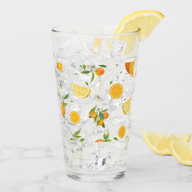 Verre Agrumes TROPICALES FRUITS D'ÉTÉ Citron orange tran (Dos glace)