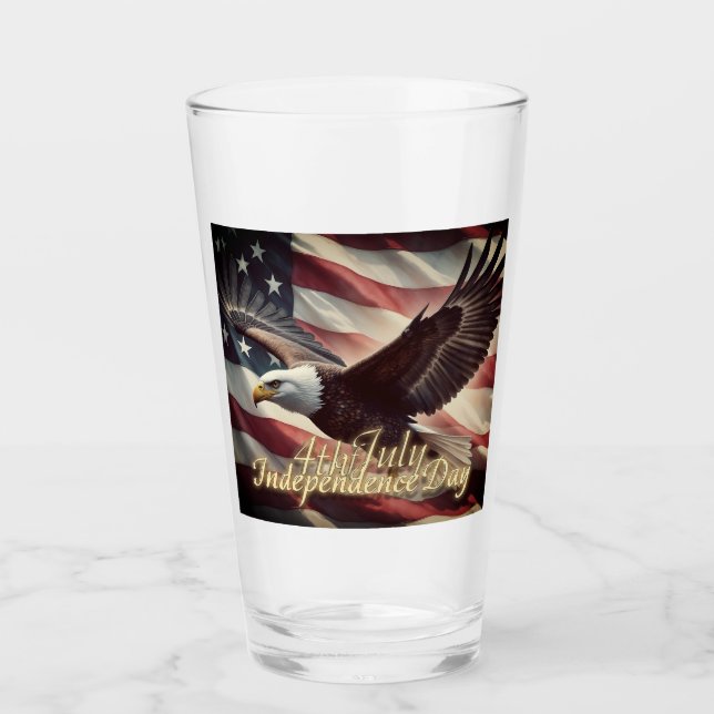 Verre Aigle du 4 juillet avec drapeau américain (Devant)