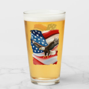 Verre Aigle royal & Drapeau américain 4 juillet