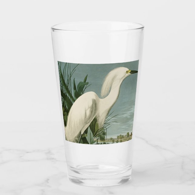 Verre Aigrette neigeuse d'Audubon oiseau Héron blanc orn (Devant)