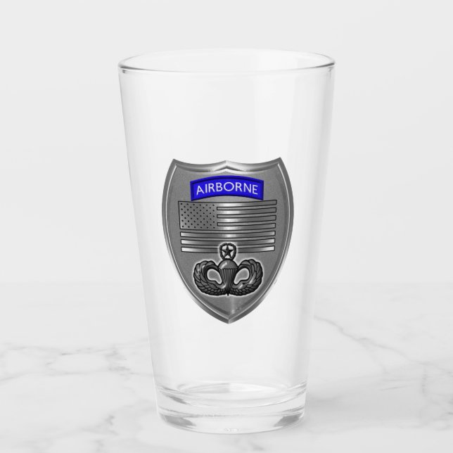 Verre Ailes de saut aéroporté Bouclier du drapeau améric (Devant)
