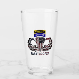 Verre Ailes de saut de Ranger aéroporté avec drapeau amé