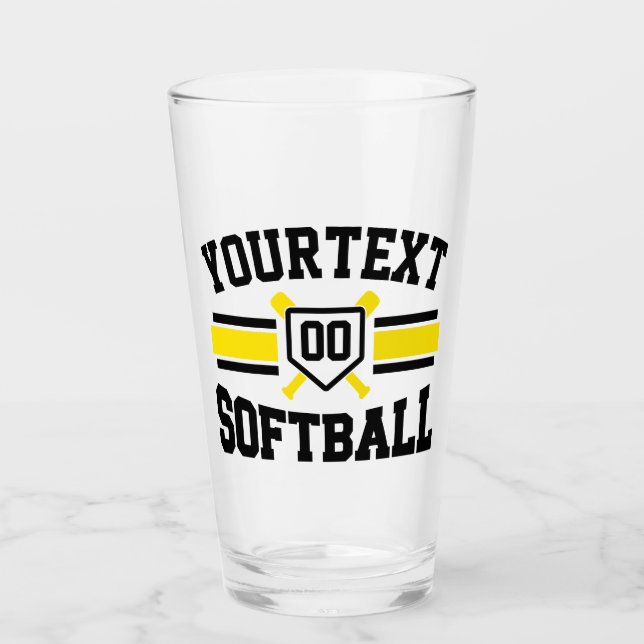 Verre AJOUT PERSONNALISÉ NOM Softball Player Varsity Tea (Devant)