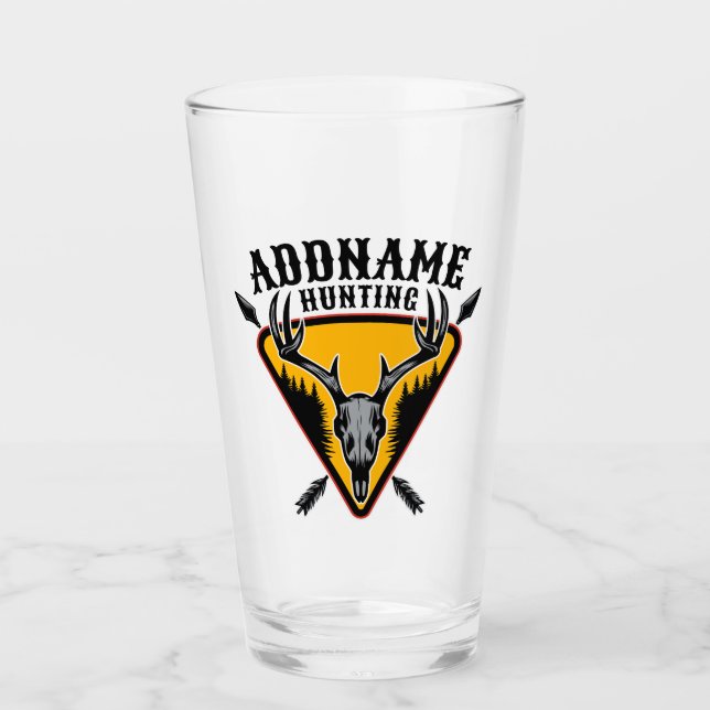 Verre AJOUTER NOM Hunter Elk Crâne Gros Antlers Chasse a (Devant)