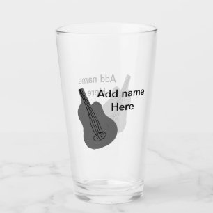 Verre Ajouter votre nom texte brun acoustique guitare éd