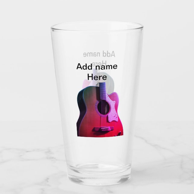Verre Ajouter votre nom texte brun acoustique guitare éd (Devant)