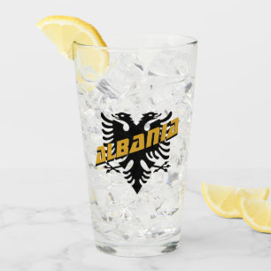 Verre Albanie Parti patriotique et drapeau albanais