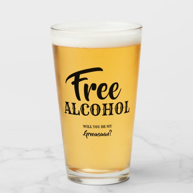 Verre Alcool gratuit - Amusant Groomsman Proposition (Devant (rempli))