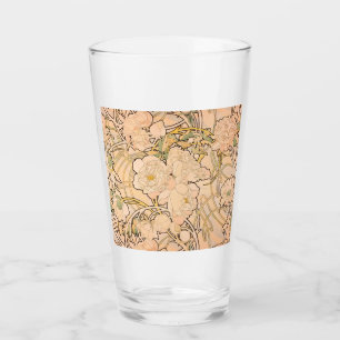 Verre Alfonse Mucha Art Nouveau Peonies