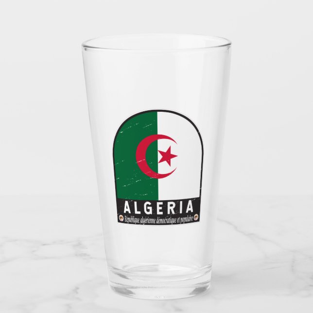 Verre Algérie - Emblème du drapeau Vintage (Devant)