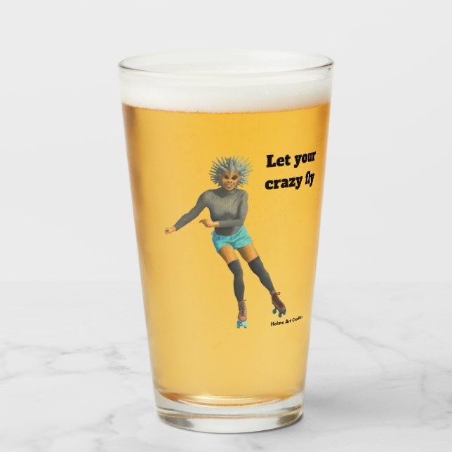 Verre Alien Femme Roller Skater Imaginaire Art Glass Cup (Devant (rempli))
