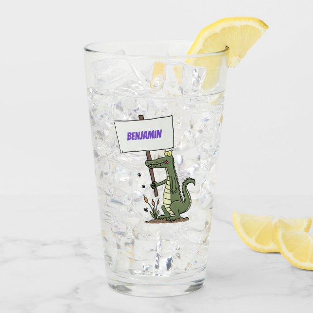 Verre Aligator de crocodile drôle avec dessin animé (Dos glace)