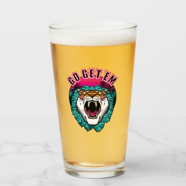 Verre Allez les obtenir - Tiger Face Design graphique (Devant (rempli))