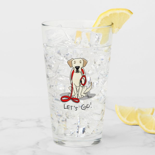 Verre Allons-y ! Yellow Labrador Retriever - mignon chie (Dos glace)