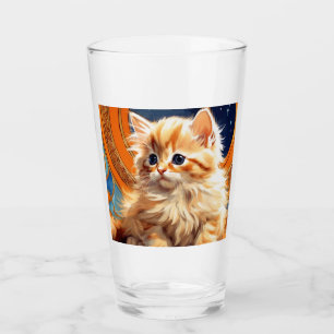 Verre Alphonse Mucha Art Nouveau Chat orange