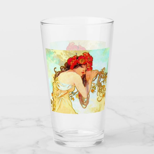 Verre Alphonse Mucha Art Nouveau Été (Devant)