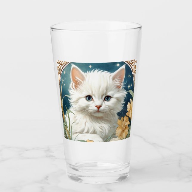 Verre Alphonse Mucha Art Nouveau Kitten (Devant)