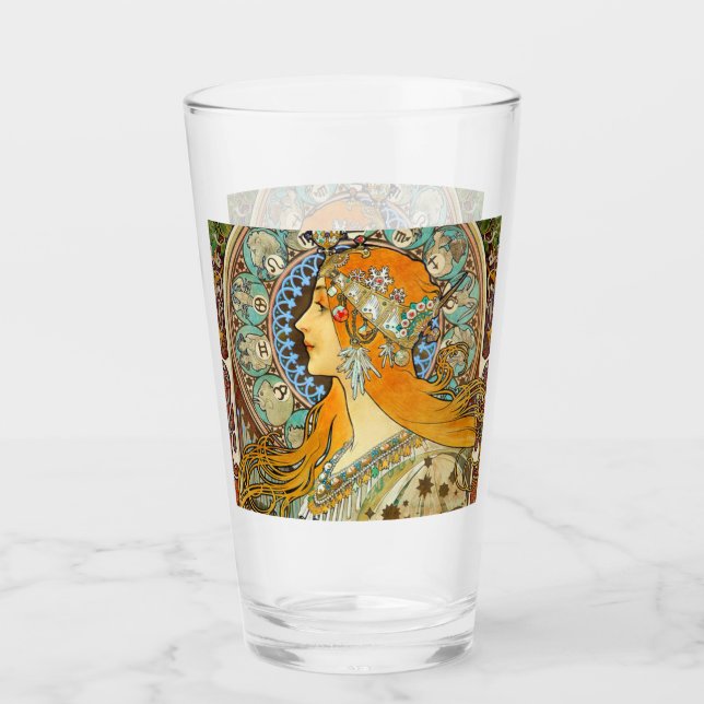 Verre Alphonse Mucha Art Nouveau Zodiac (Devant)