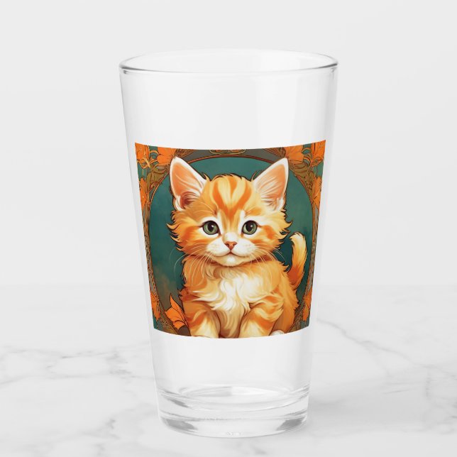 Verre Alphonse Mucha Style Chat orange (Devant)