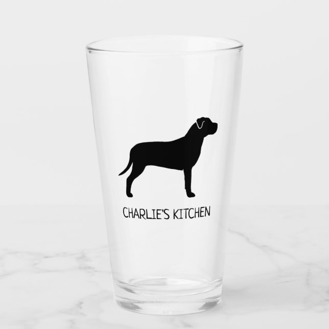 Verre American Pit Bull Terrier Silhouette Custom Chien (Devant)