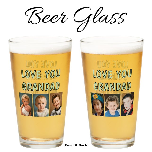 Verre Amour à Papi 6 photos bière verte (Créateur téléchargé)