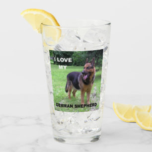 Verre Amour de Berger Allemand Noir et Feu avec Photo