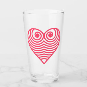 Verre Amour Hypnotique – Cœur Contourné Minimaliste Roug