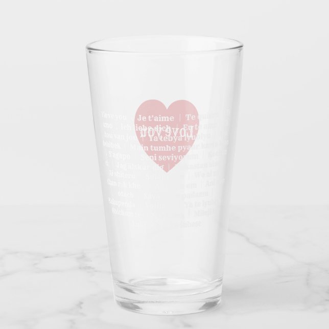Verre Amour multilingue Tumbler Coeur rouge Conception p (Devant)