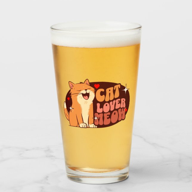 Verre Amoureux des chats Miaou - chat orange (Devant (rempli))