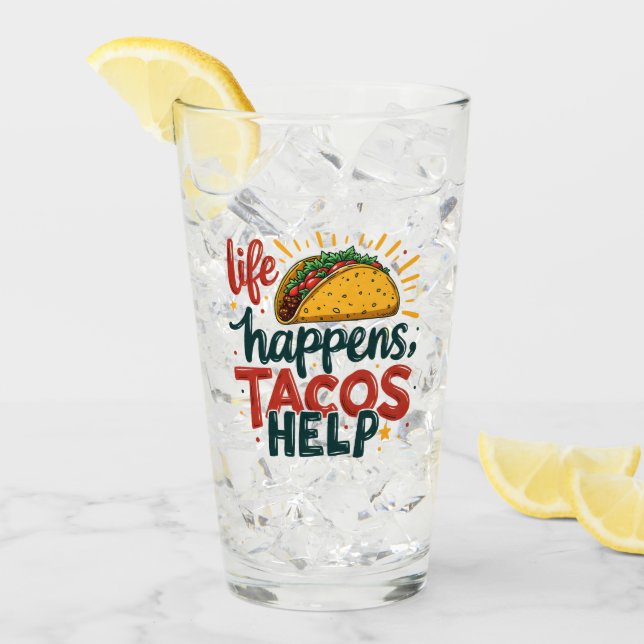 Verre Amusant Taco Lover Fiesta Humour alimentaire Art B (Devant glace)