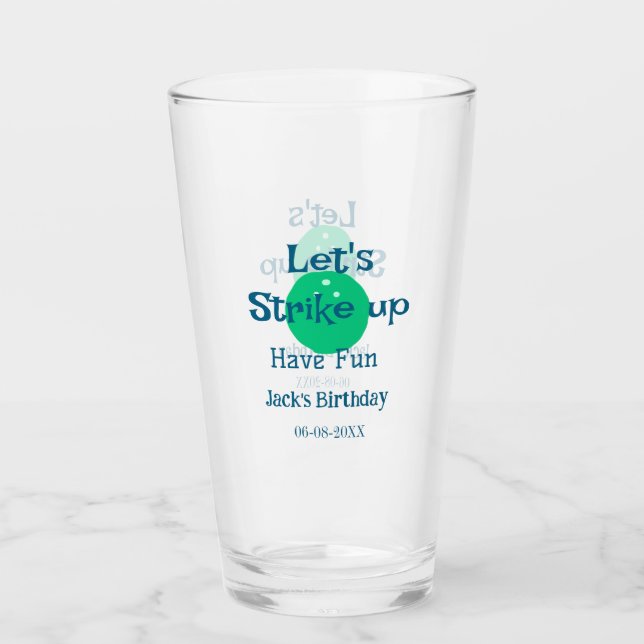 Verre Amusons-nous ballon vert nom anniversaire  (Devant)