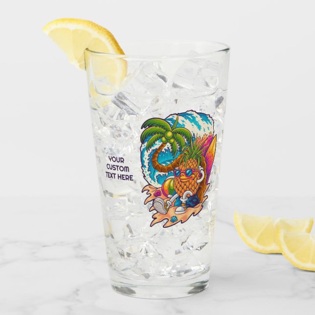 Verre Ananas de navigation de texte personnalisé (Devant glace)