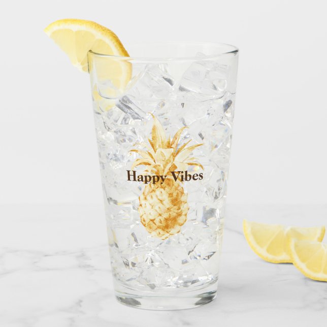 Verre Ananas jaune or (Devant glace)