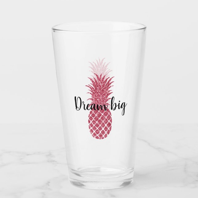 Verre Ananas Tropical Parties scintillant rose Fille (Devant)