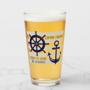 Verre Ancre Bleue Marine Personnalisée Roue De Bateau Na