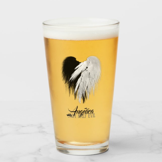 Verre ANGEL AILES COEUR Noir+Blanc Seulement mi-mal Funn (Devant (rempli))