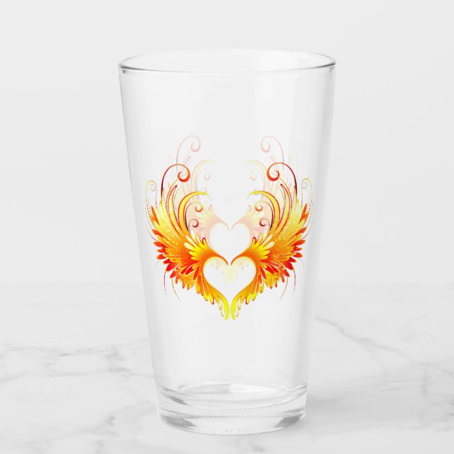 Verre Angel Fire Heart with Wings (Devant)