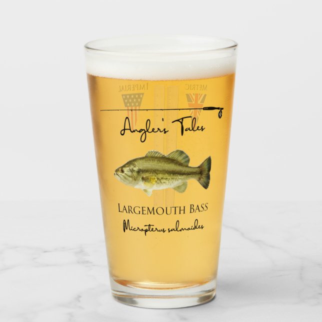 Verre Angler's Tales Pint Glass - Basse à grande bouche (Devant (rempli))