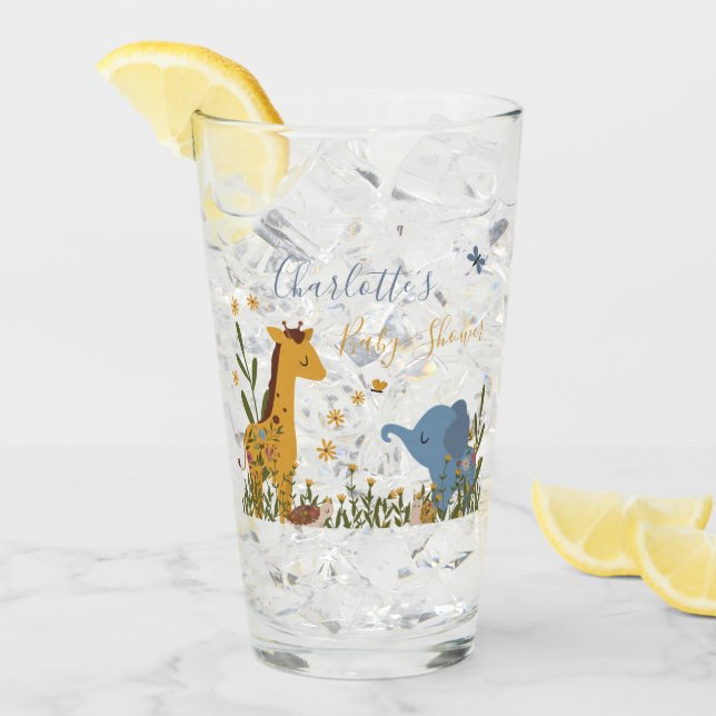 Verre Animaux Bébés Mignons Fête de Naissance Florale (Devant glace)