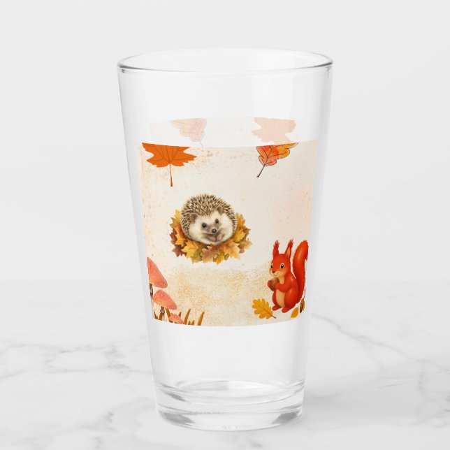 Verre Animaux mignons sur verre. (Devant)