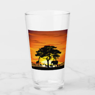 Verre Animaux sauvages sur le coucher de soleil de la sa