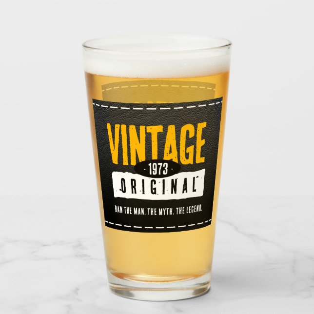 Verre Année de naissance vintage en cuir noir (Dos (rempli))